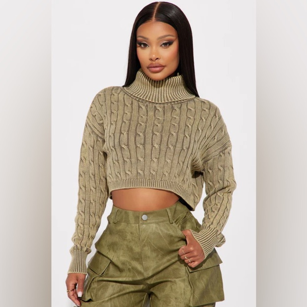 Fashion Nova Cropped Turtleneck Sweater